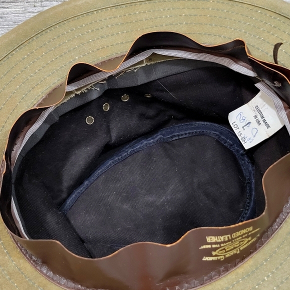 Vintage C.C. FILSON Co. Tin Cloth Bonded Leather Packer Hat - Picture 12 of 16